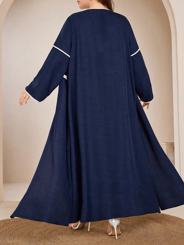 Contrast-Trim Cardigan & Maxi Dress Set