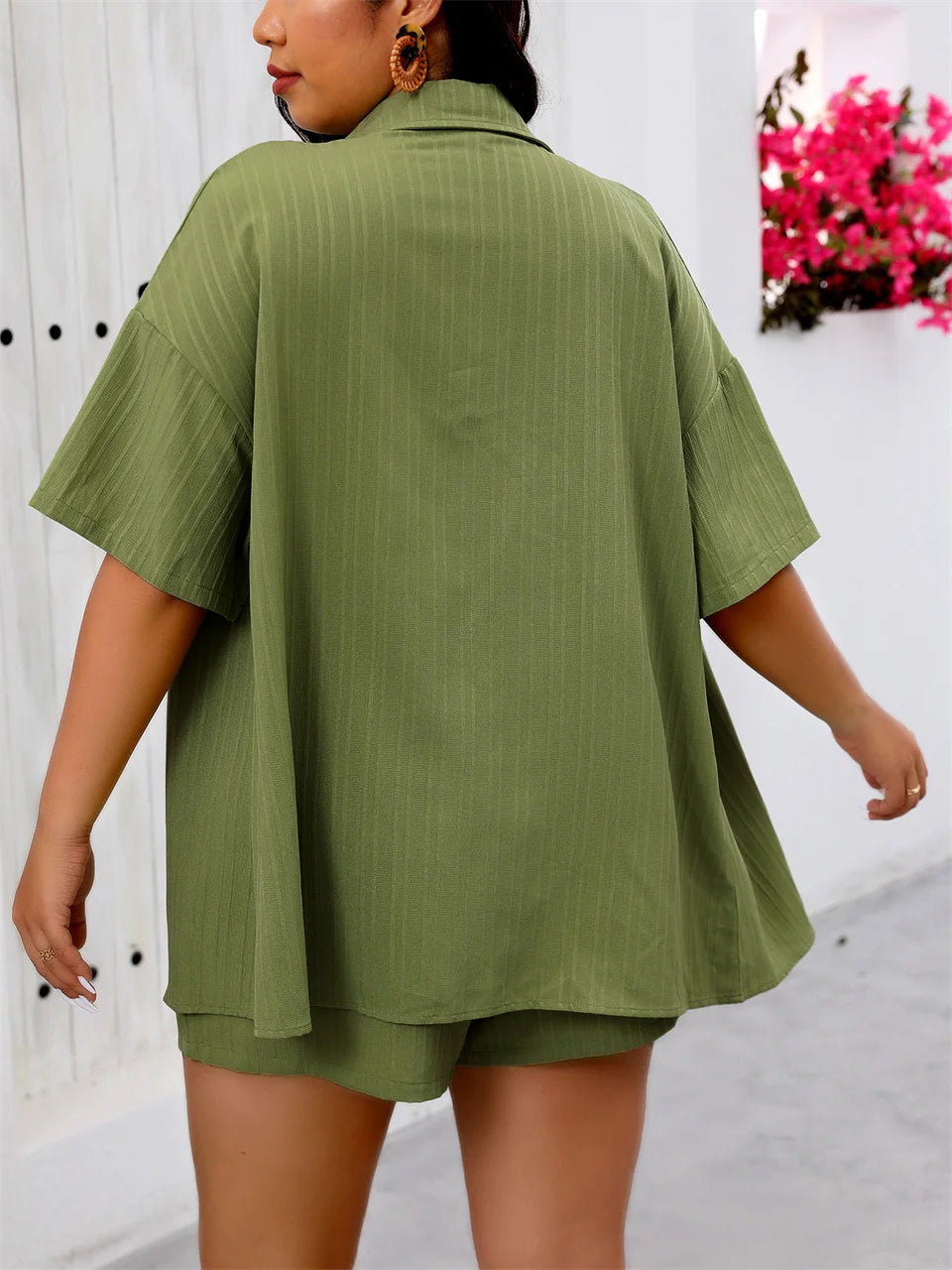 Pocket Shirt & Drawstring Shorts Set