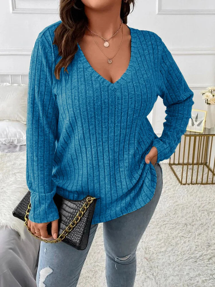Classic Ribbed V-Neck Top
