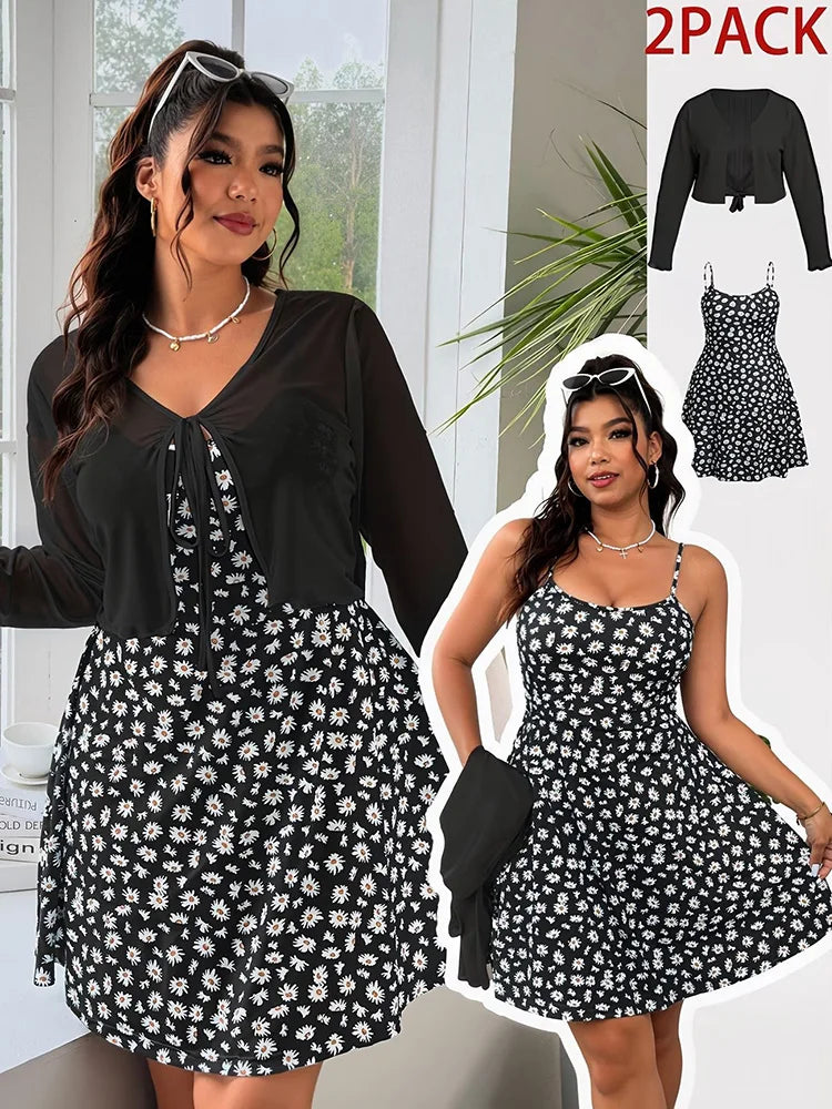 Daisy Cami Dress & Tie-Front Cardigan Set