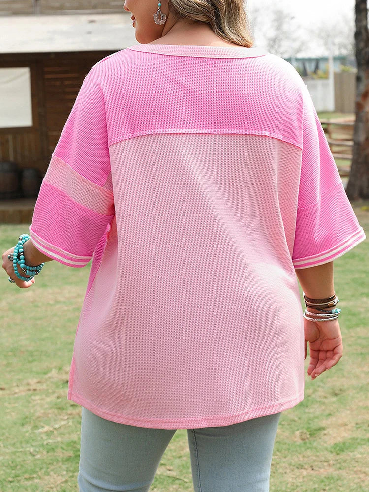 Colorblock Stripe Waffle-Knit Top
