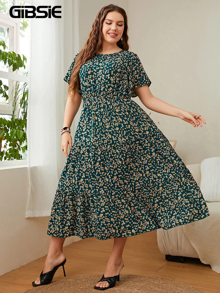 Ditsy-Floral Gathered Maxi Dress