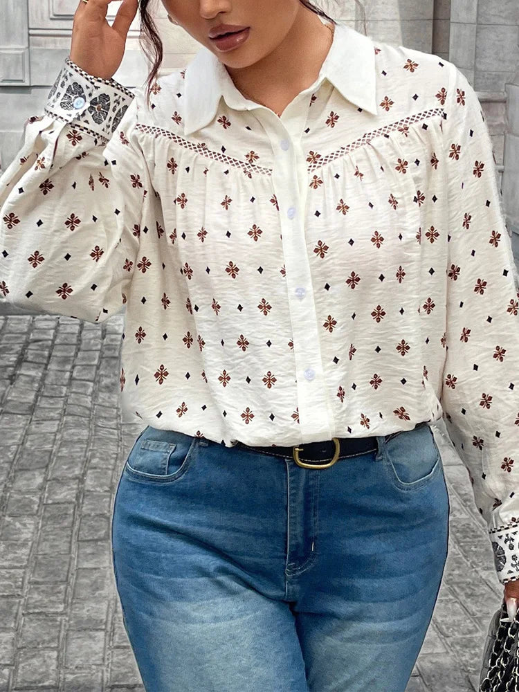 Embroidered-Yoke Button-Down Shirt