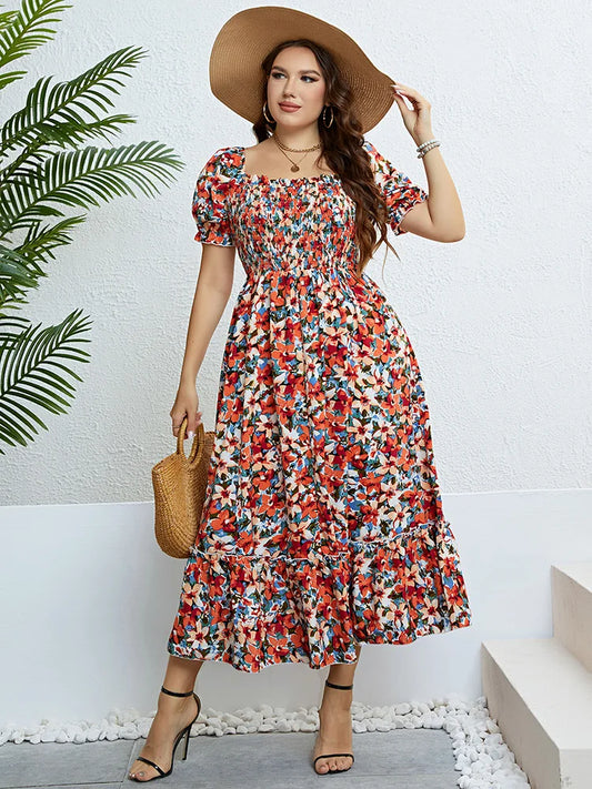 Floral Smocked-Bodice Maxi Dress