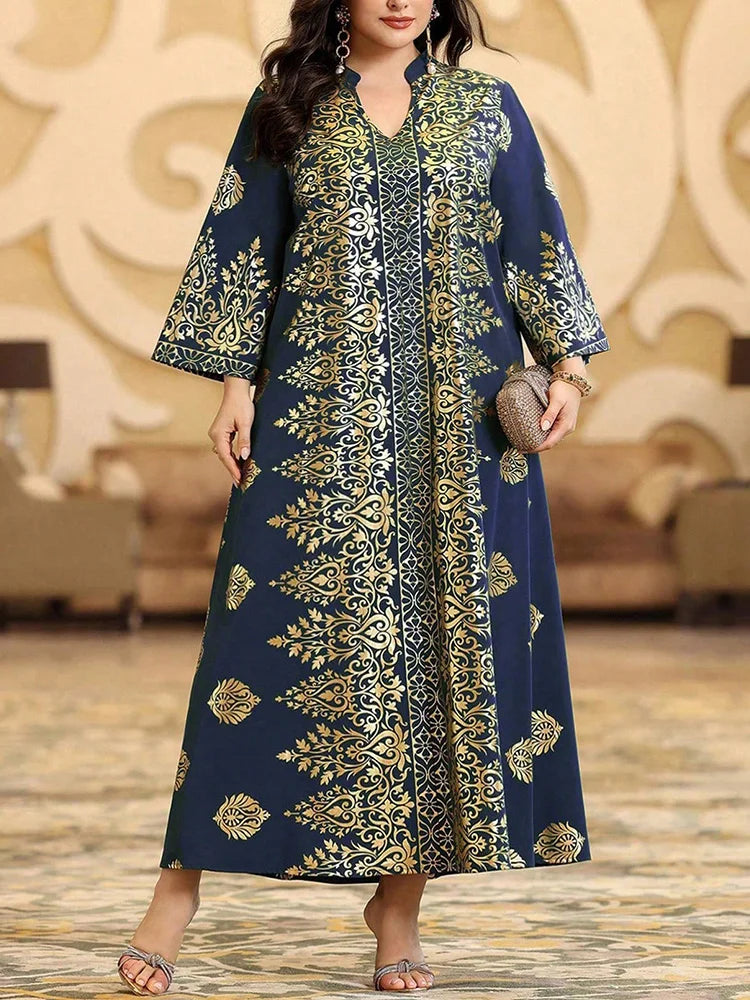 Ornate Print Kaftan Maxi Dress