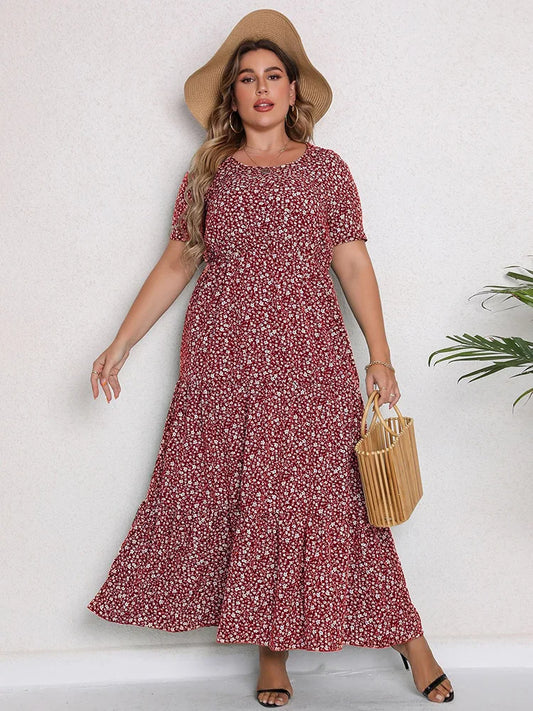 Ditsy-Floral Ruffle-Hem Maxi Dress
