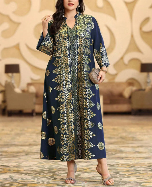 Ornate Print Kaftan Maxi Dress
