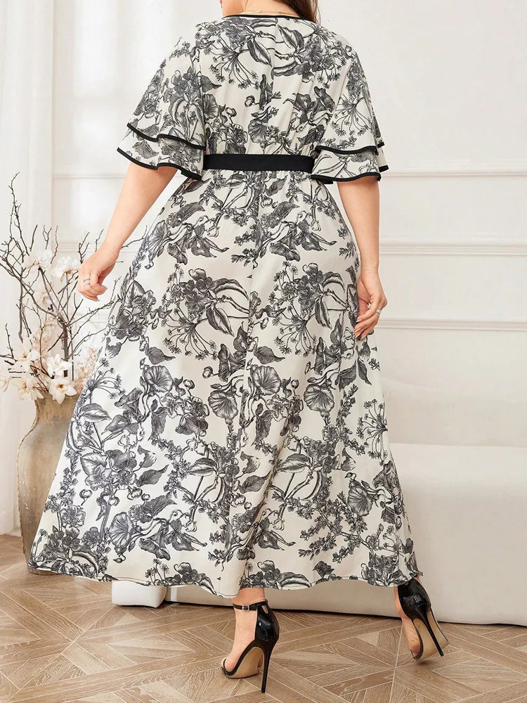 Toile-Print Belted Maxi Dress