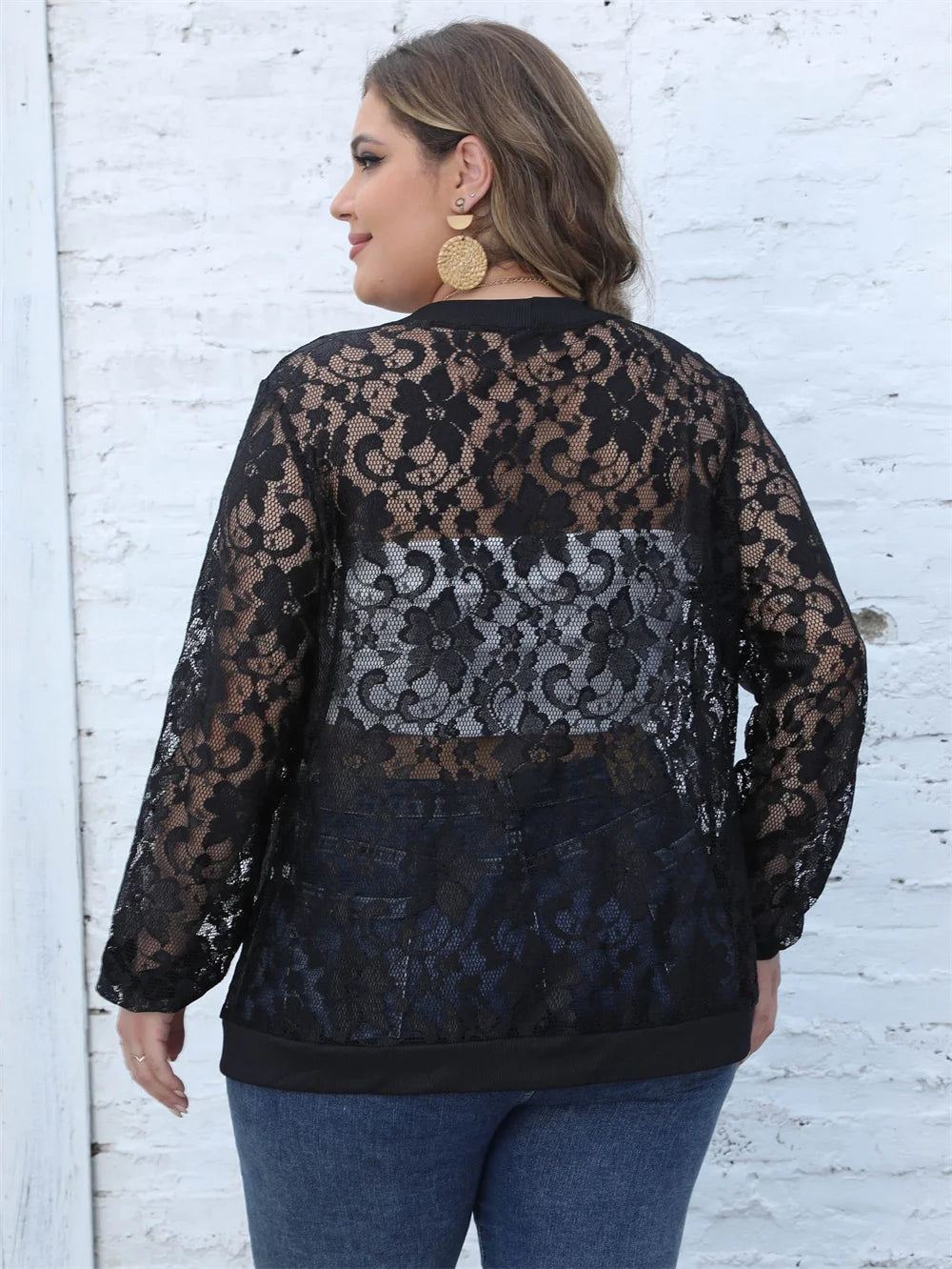 Floral Lace Open-Front Cardigan