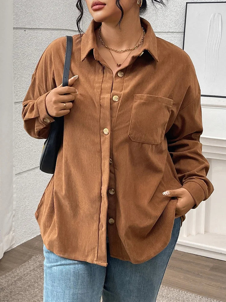 Oversized Corduroy Pocket Shirt