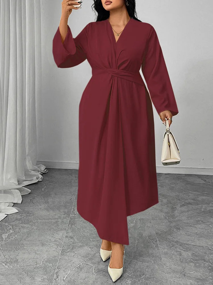 Twist-Front Asymmetric Maxi Dress