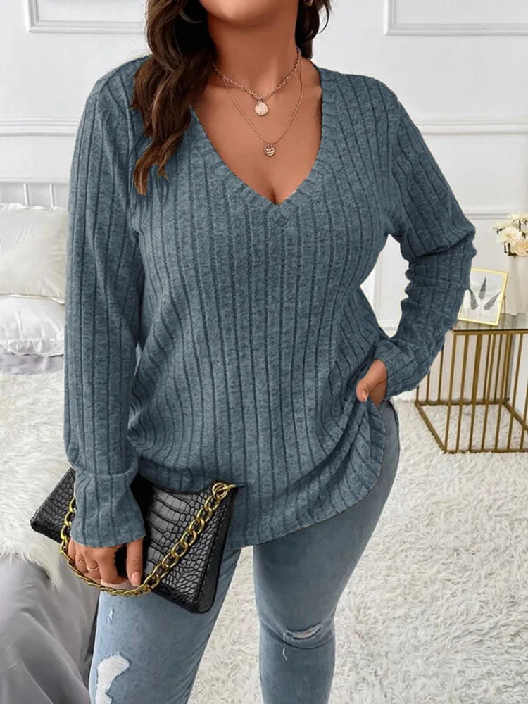 Classic Ribbed V-Neck Top