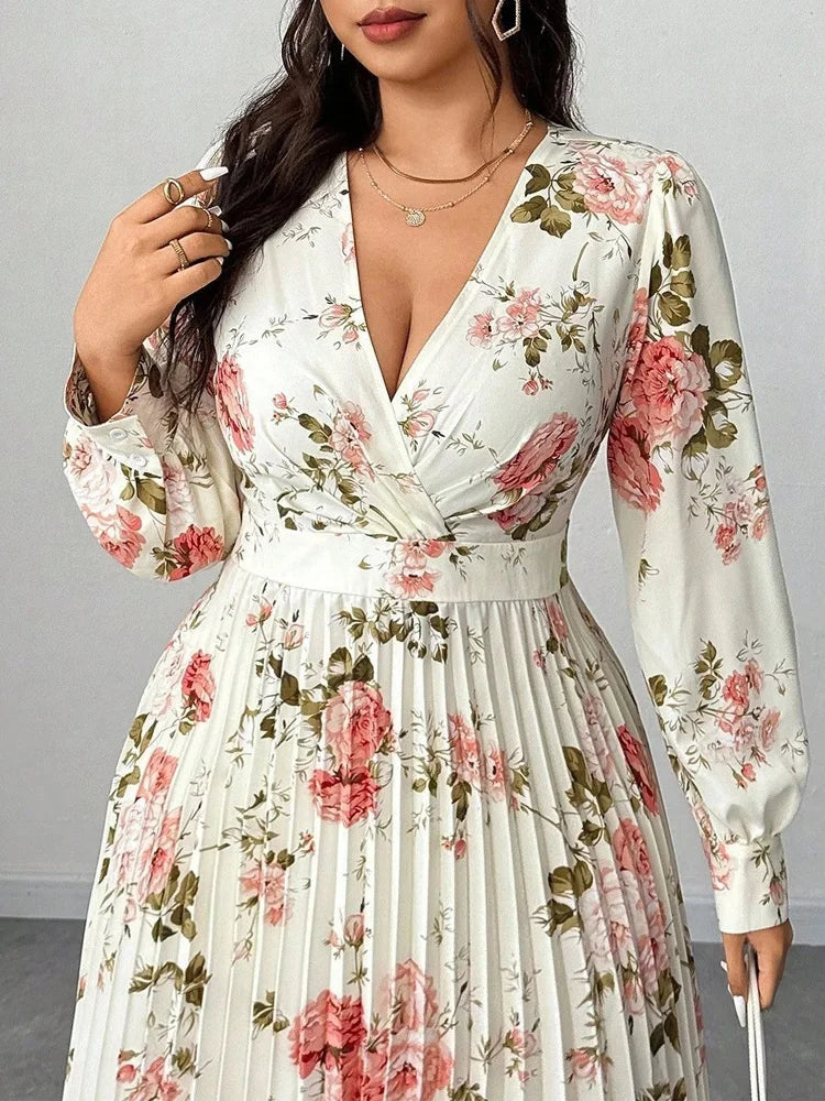 Floral Pleated Wrap Maxi Dress