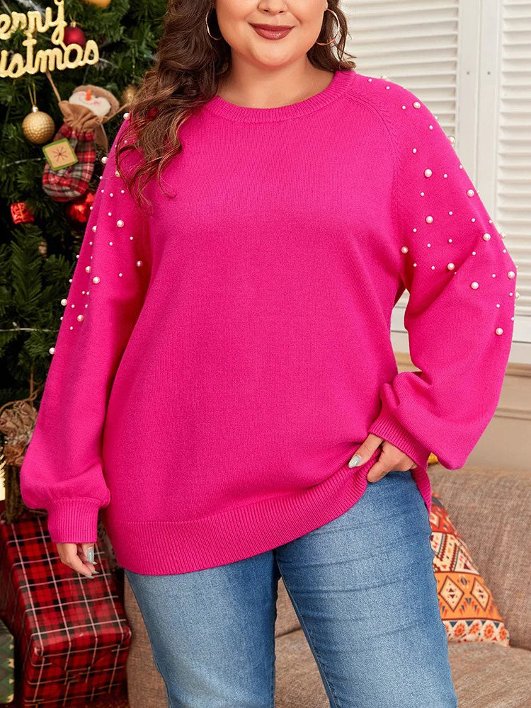 Pearl-Embellished Raglan-Sleeve Sweater