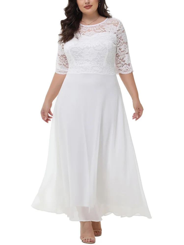 Lace-Bodice A-Line Maxi Dress