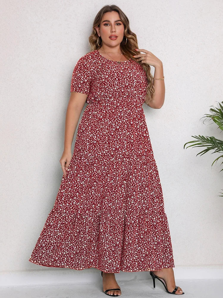 Ditsy-Floral Ruffle-Hem Maxi Dress