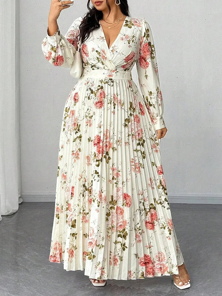Floral Pleated Wrap Maxi Dress