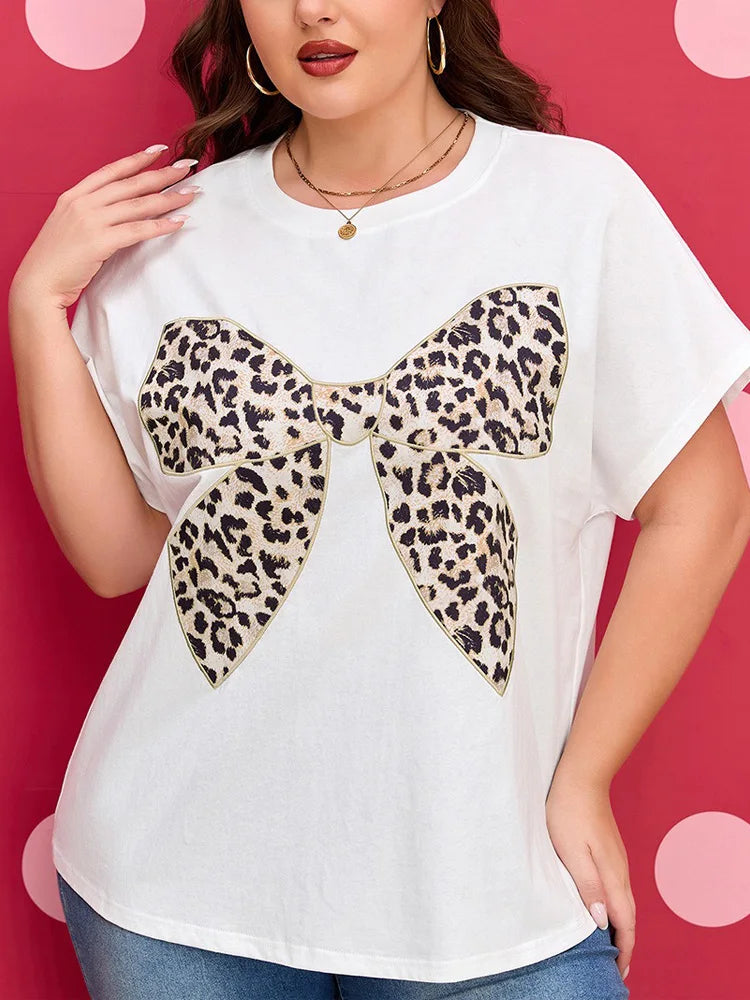 Leopard-Bow Appliqué Tee