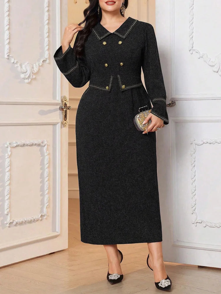 Double-Breasted Column Maxi Dress