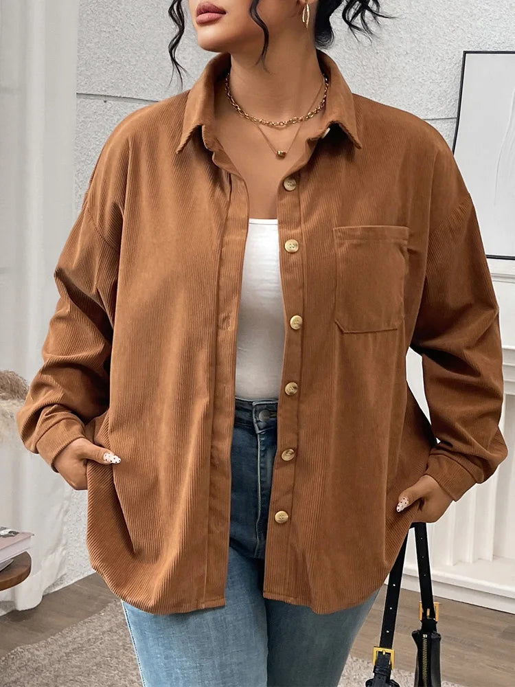 Oversized Corduroy Pocket Shirt