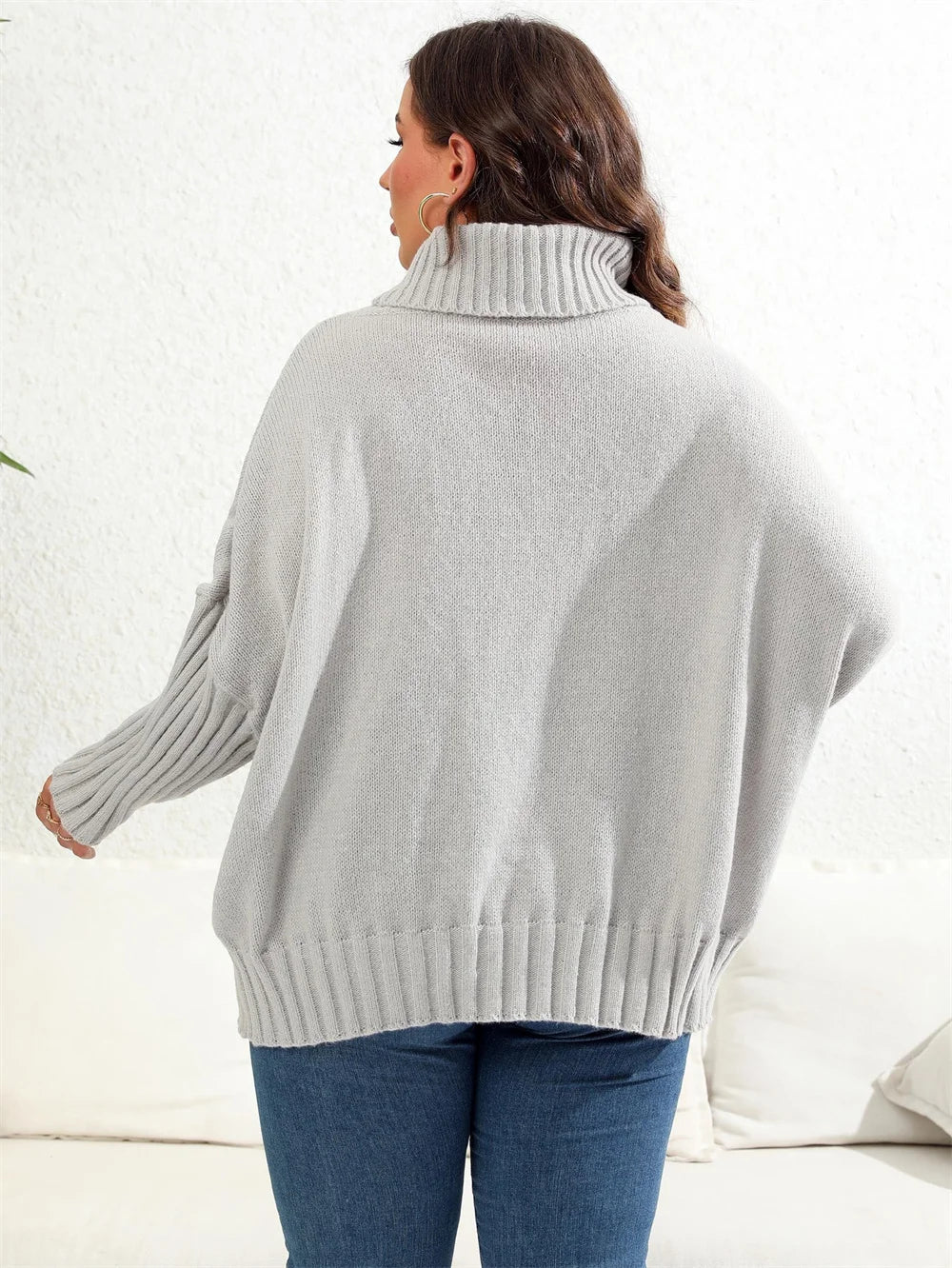 Heart-Appliqué Ribbed-Sleeve Turtleneck Sweater