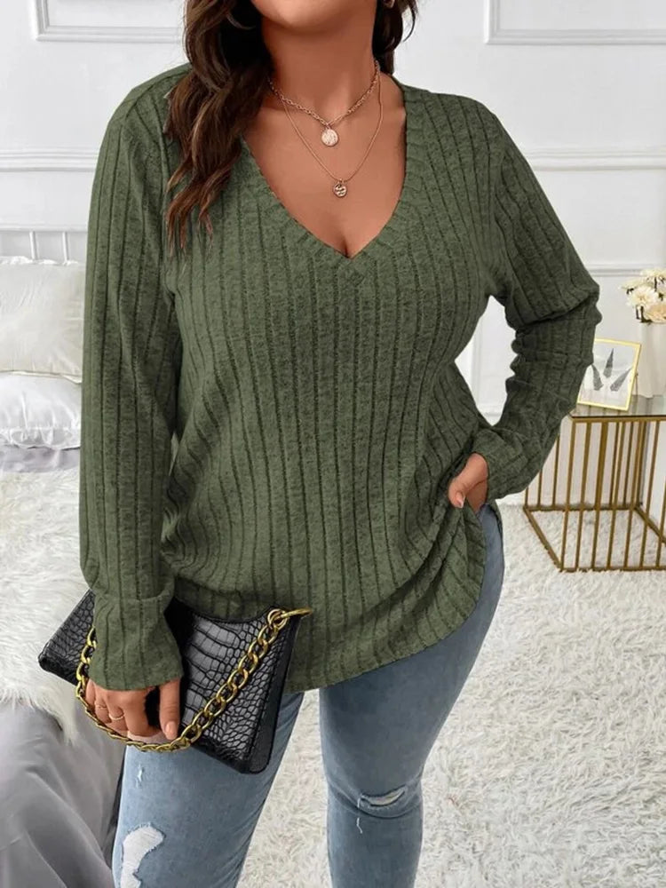 Classic Ribbed V-Neck Top