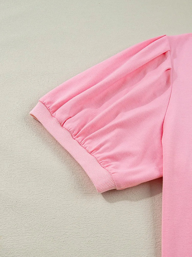 V-Neck Puff-Sleeve Blouse