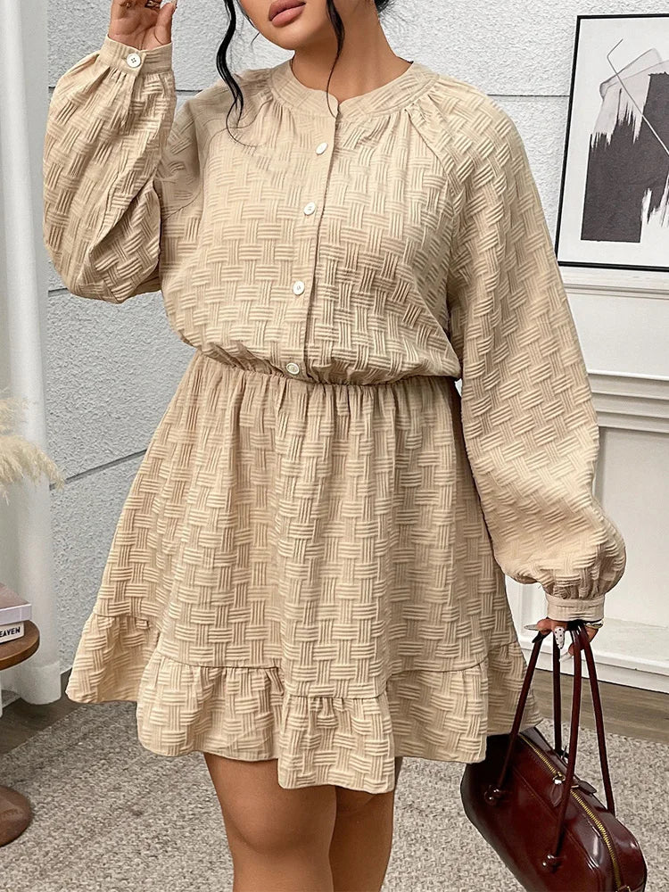 Geometric Button-Front Mini Dress