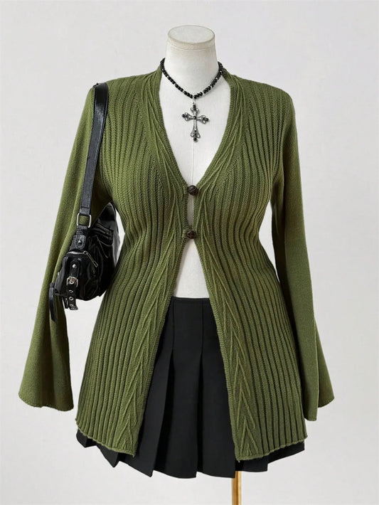 Floral-Appliqué Cable-Knit Longline Sweater